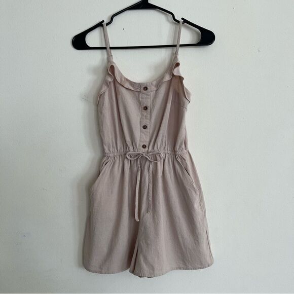 Favlux Tan Cotton Button Down Ruffle Detailed Romper - Picture 2 of 9